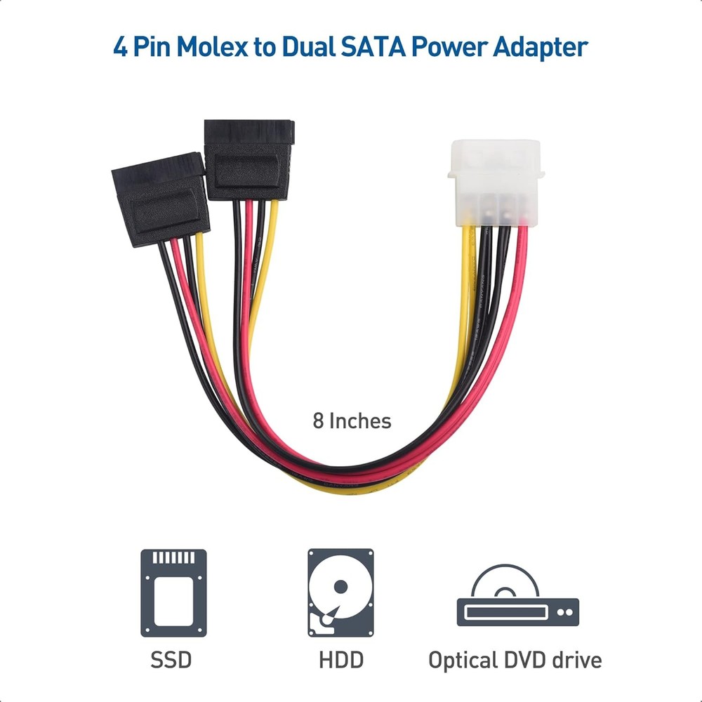 SATA III Cable Kit Straight 90 Degree Power Splitter
