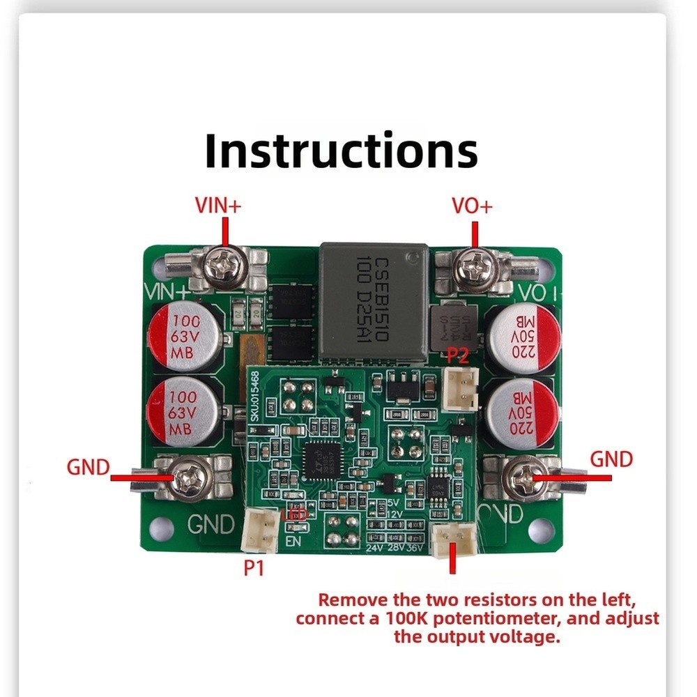 Adjustable Step Down Power Module 200W 97% Efficient 12V-56V In 5V-42V Out