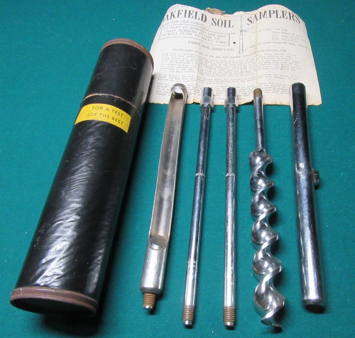 VINTAGE OAKFIELD SOIL SAMPLER KIT STAINLESS WITH CASE