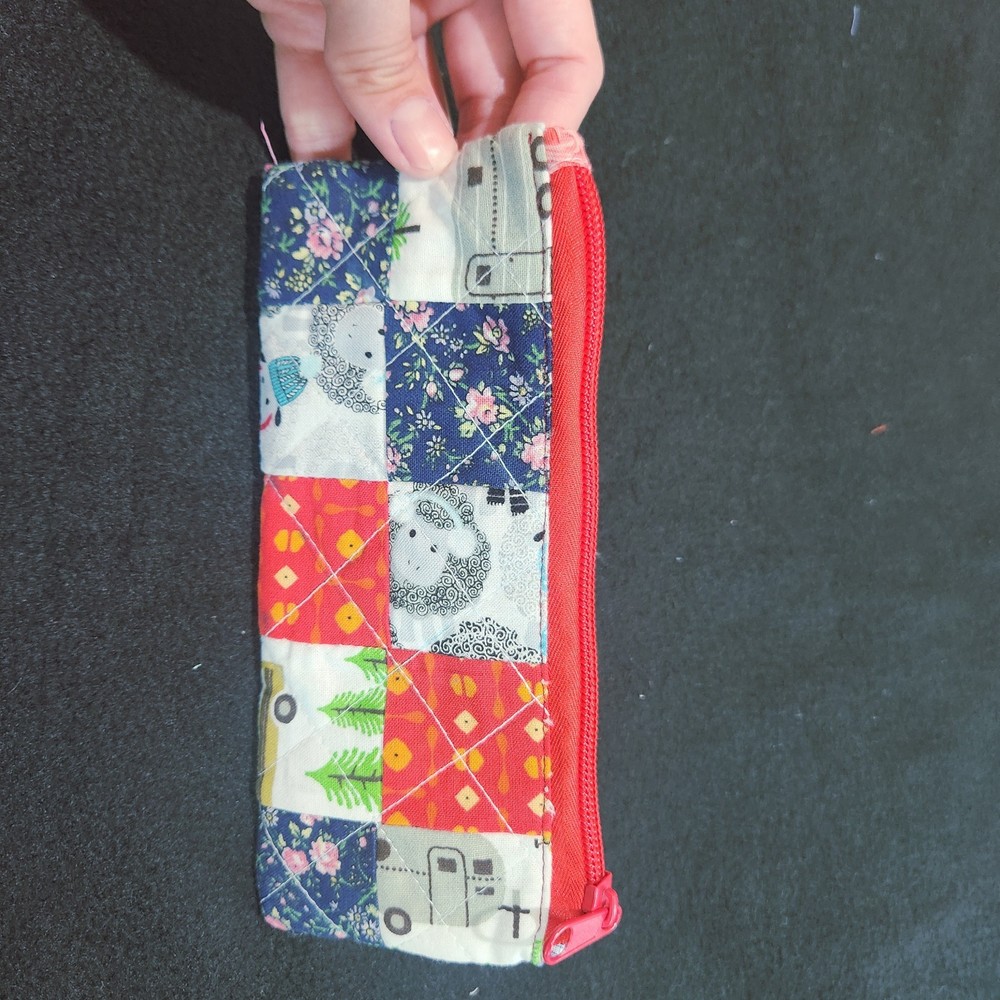 Patchwork Quilted Pencil Case/ Pouch made from up-cycled fabric