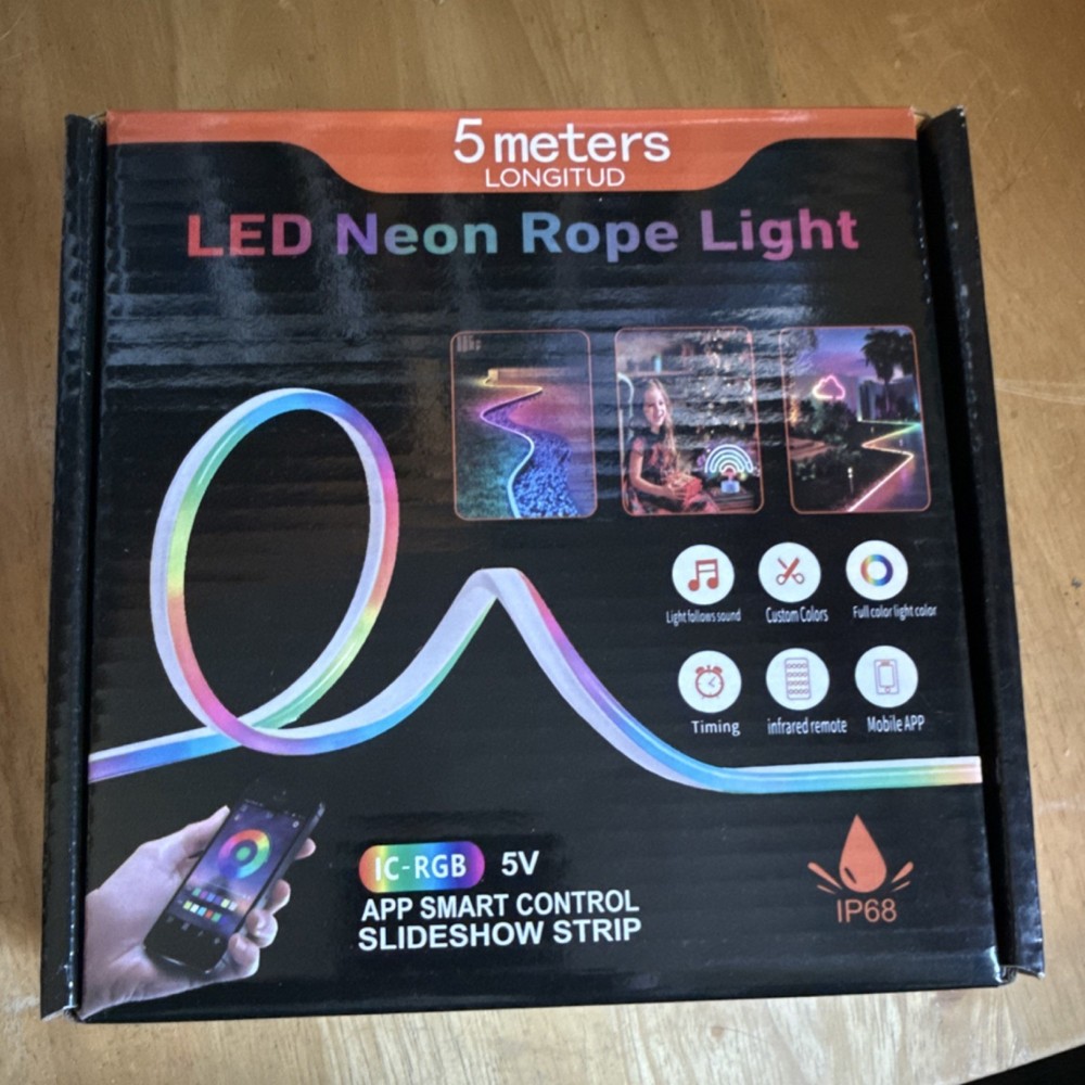 LED Neon Rope Light 5m Multicolor App & Remote Control IP68 USB Bluetooth