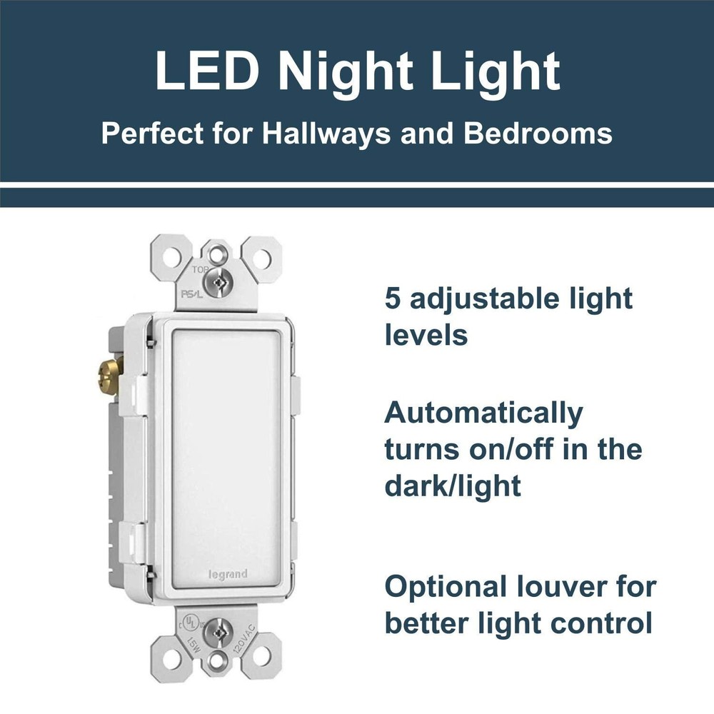 Legrand radiant Adjustable LED Night Light Outlet, Nightlight Electrical Outl...