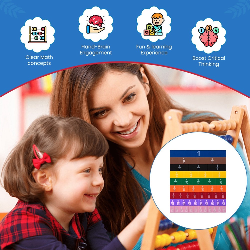 Montessori MAGNETIC FRACTION TILE Math Teaching System Fun & Learning Experiencs