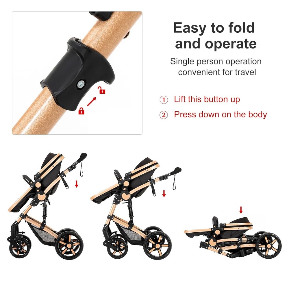 2 in 1 Baby Stroller Convertible Foldable Standard Stroller Reversible Pushchart