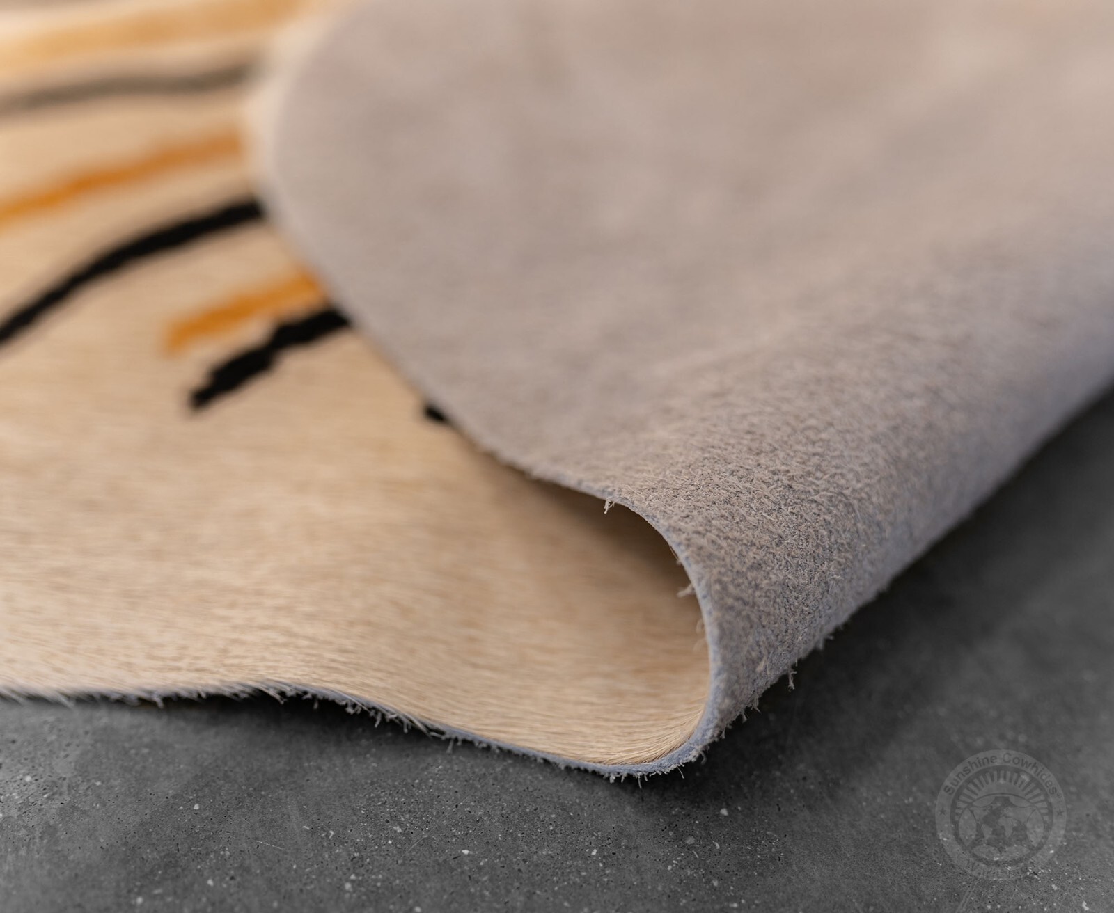 Real Cowhide Rug Wild Zebra Printed Brown Stripes on Beige - Size 6x7'