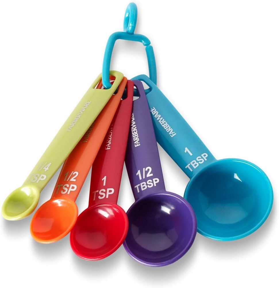 Farberware Measuring Spoons Durable Plastic Set Of 5 Kitchen Tools Multicolor