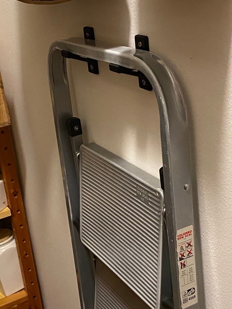 Wall Mount Ladder Holder - Space Saving Storage Solution for Folding Step Ladder