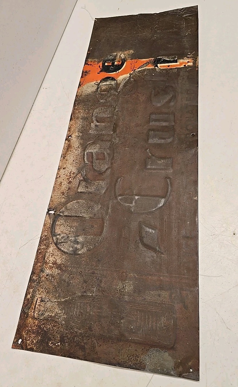 Vintage 1930s Orange Crush Ice Cold Carbonated Drink Embossed Double Bottle Sign