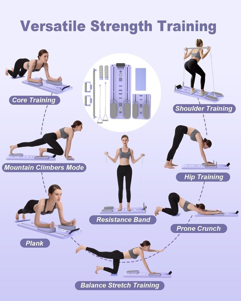 Pilates Board - Multi-Functional Pilates Reformer for Core & Abdominal Training,