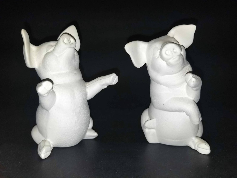 Unpainted Ceramic Bisqueware Hugging Pigs