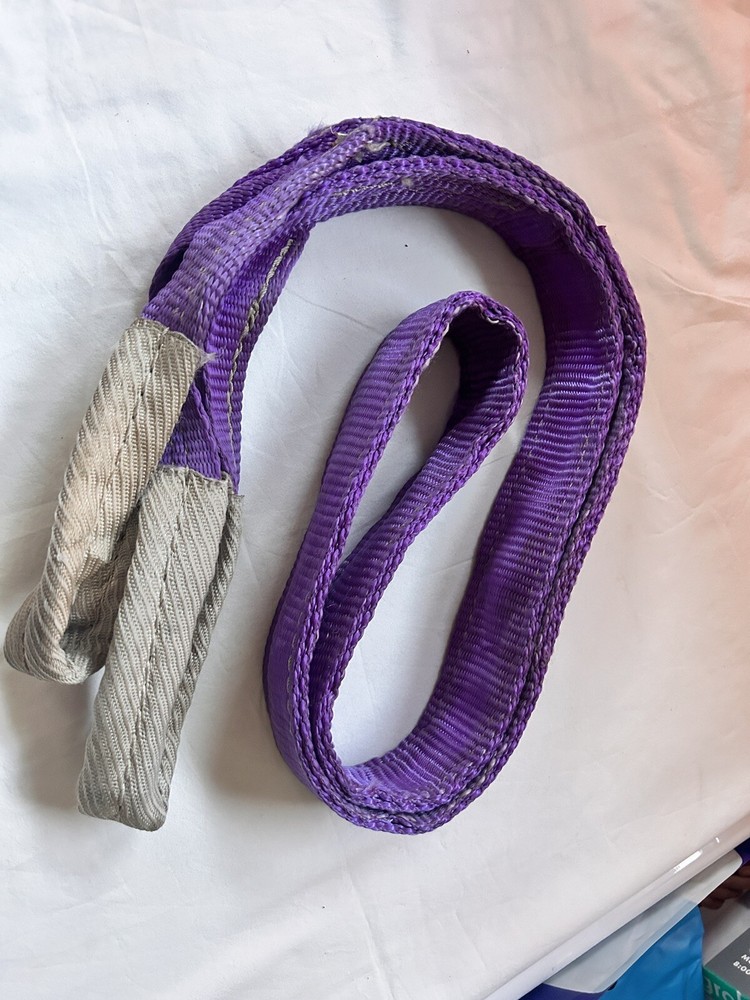6-1/2 FT 2000 LBS CAPACITY SLING WEB PULL ROPE DOUBLE FLAT LOOP ENDS - Used