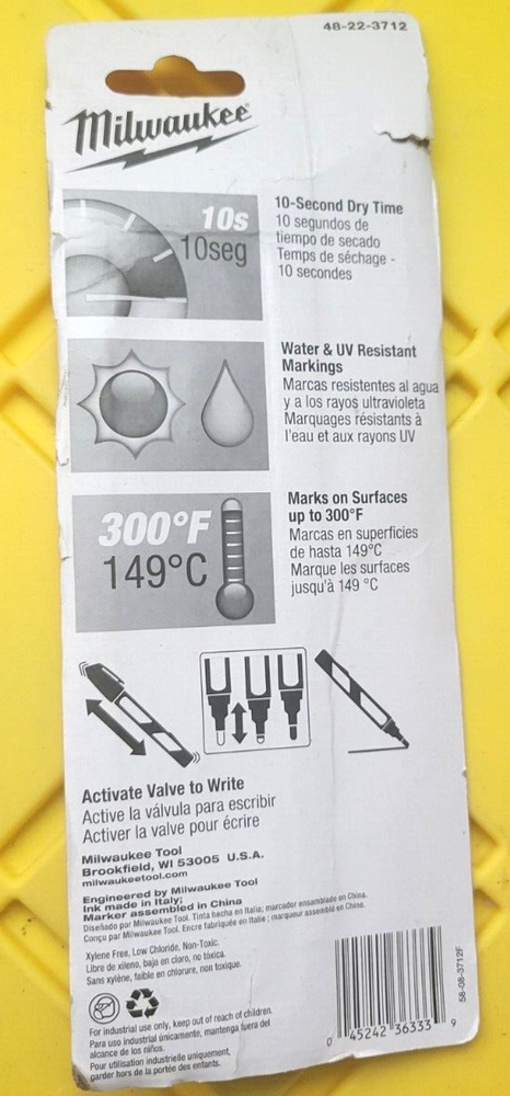 Milwaukee Inkzall White Liquid Paint Marker Reversible Medium Point Chisel Tip