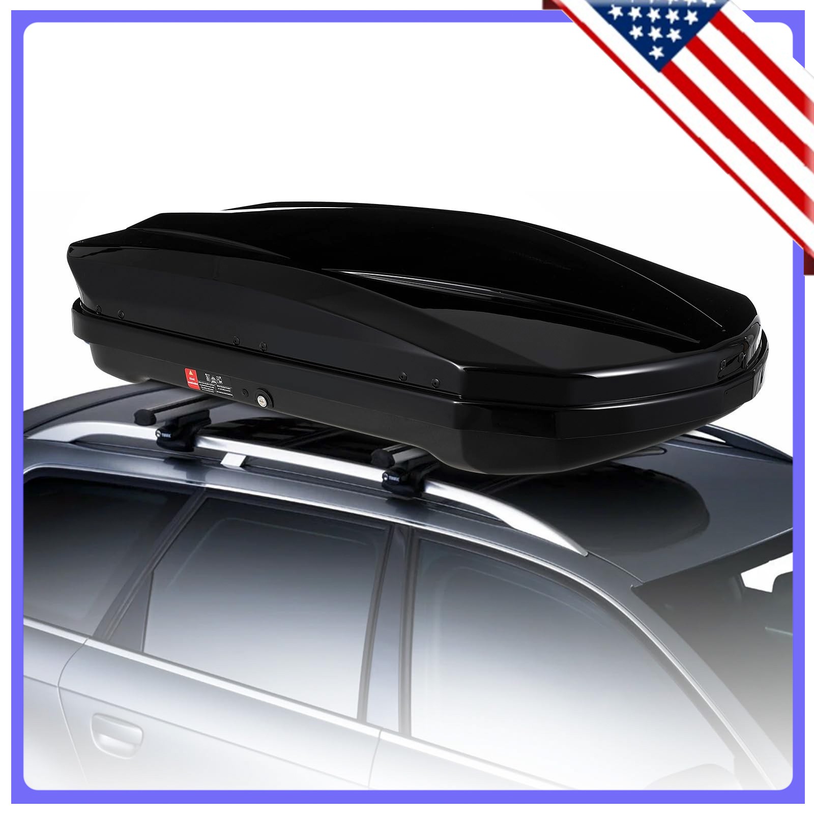 Rooftop Cargo Box Carrier, 12.36 Cu. Ft Hard Shell Roof Mount Luggage Storage