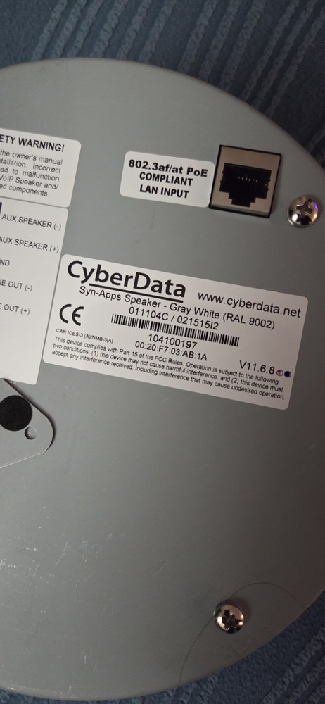 CyberData VoIP Singlewire Informacast Speaker - White 011104c- Untested