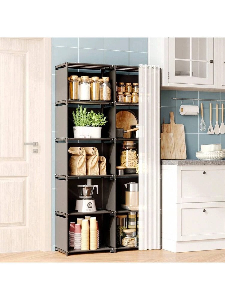 Tomnk 1 5-Tier Storage Cabinet White Space-Saving Kitchen Adjustable Shelves