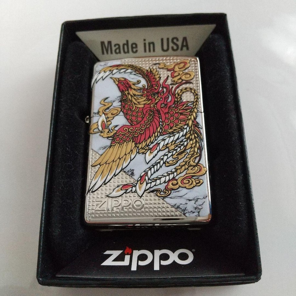 Zippo Customized Metal Phoenix Dot Marble White Lighter