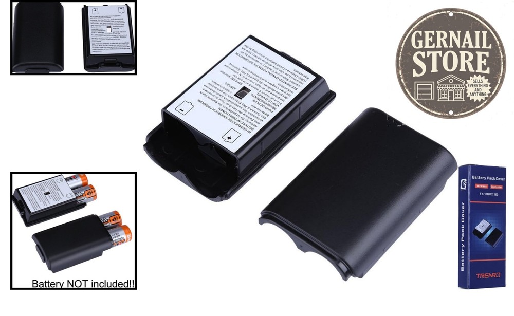 Replacement Black Battery Pack Kit for Xbox 360 Controllers - 2 Durable Covers