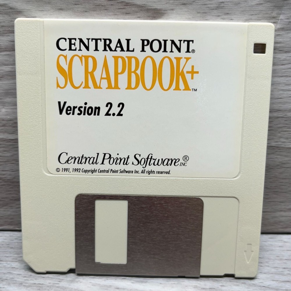 Scrapbook+ Version 2.2 Floppy Disk Software Instructions 1992 Central Point