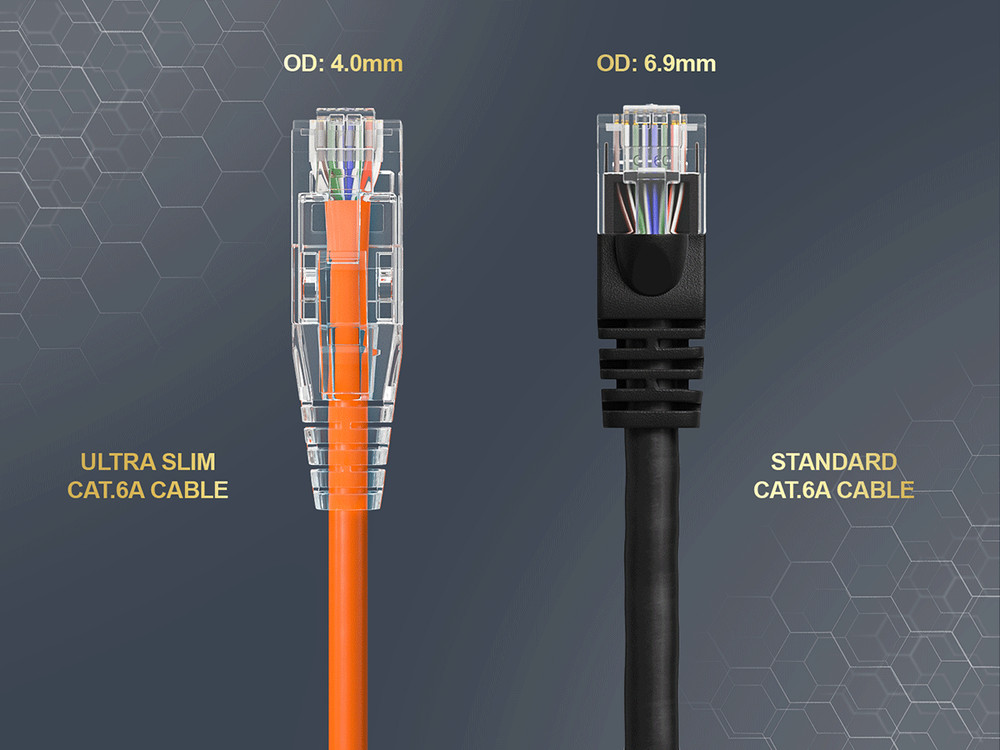 25ft Slim Cat6a 28AWG UTP Ethernet Network Patch Cable, Orange