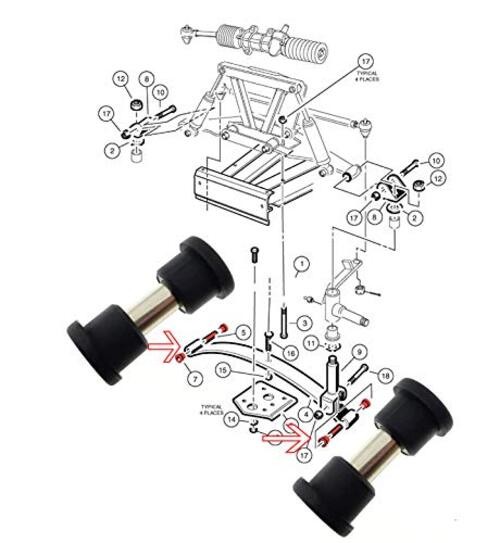 Club Car DS Front or Rear Leaf Spring& Front Upper A Arm Front bushing set