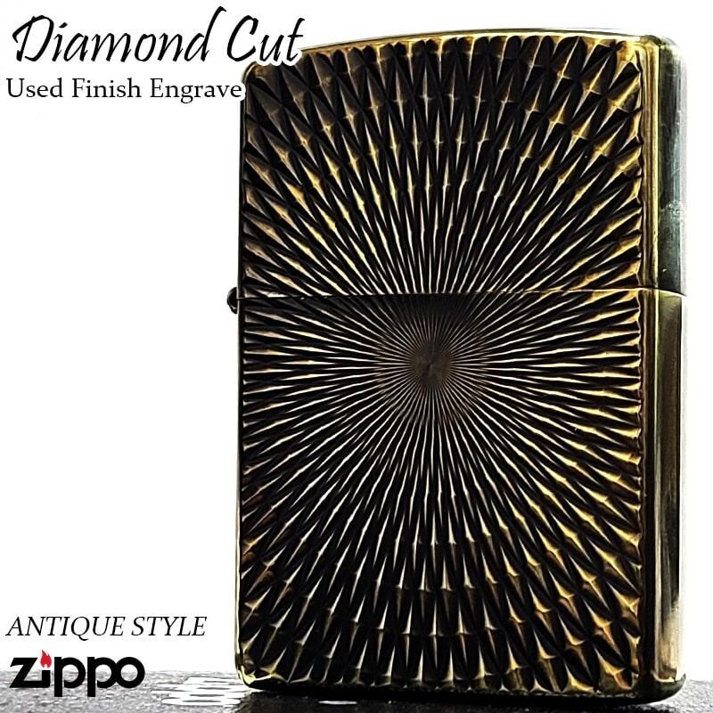 Zippo Diamond Cut Antique Gold 2 Sided Processing Etching Lighter Regular