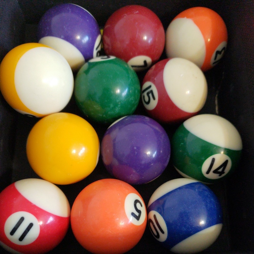 15 Small Vintage Billiard Balls 1.5" Pool Table