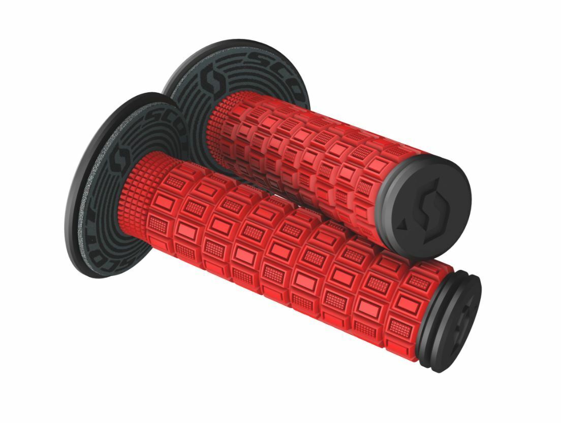 SCOTT USA MELLOW MOTORCYCLE MX HANDLEBAR GRIPS RED/BLACK W/ DONUTS