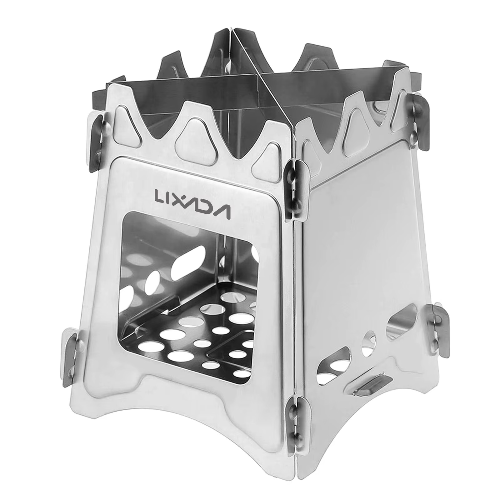 Lixada Compact Folding Titanium Wood Stove for Outdoor Camping Cooking Picnic Wo