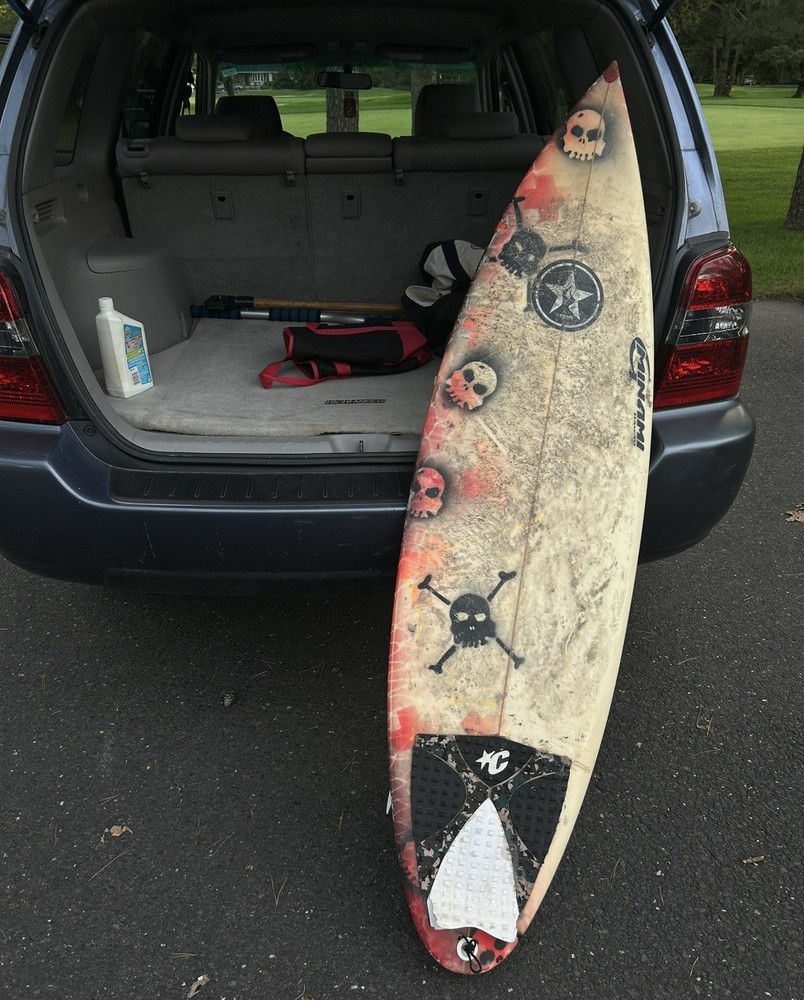 2000s Surfboard w/ Emo Skull Print