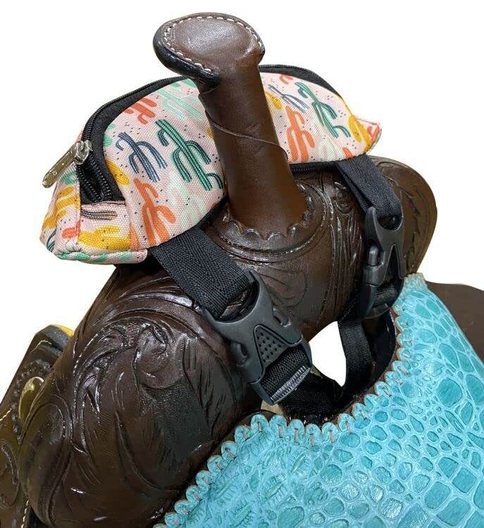 Showman Pink Cactus Print Insulated Nylon Saddle Pouch