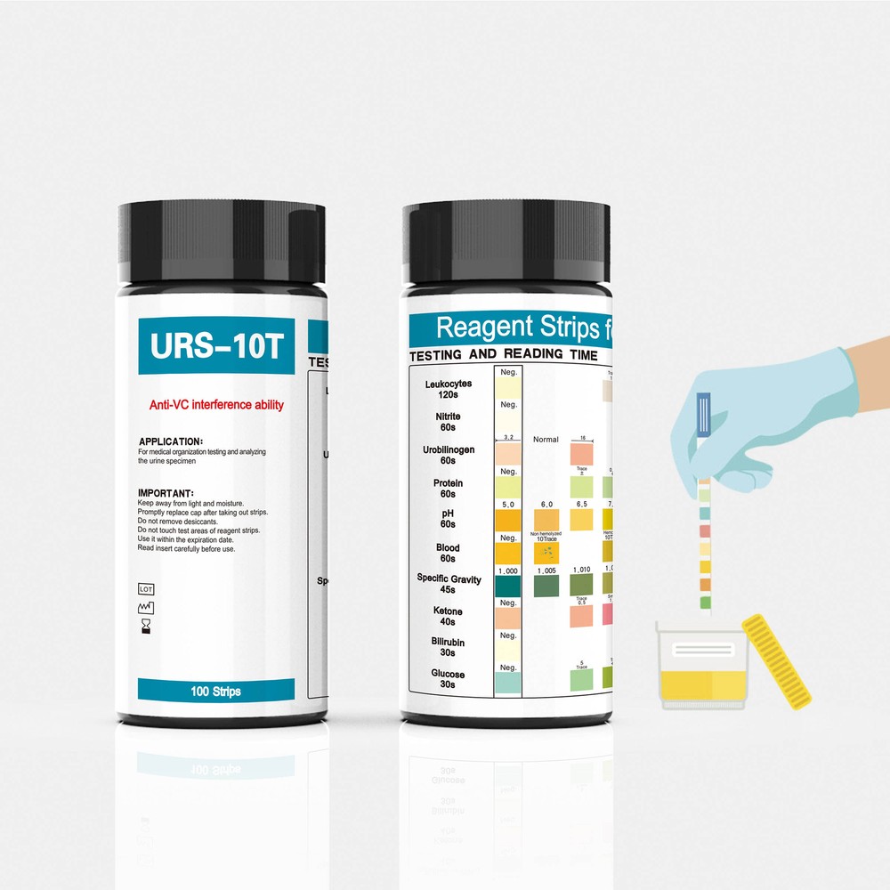 100 Strips URS-10T Reagent Urinalysis Test Strips 10 Parameters Testing Strips