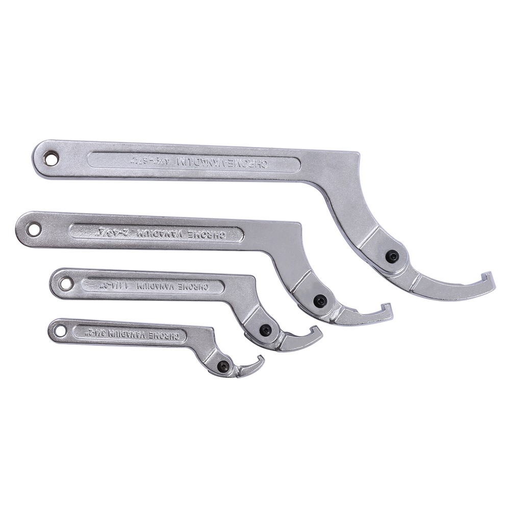 4pcs Adjustable Hook & C Pin Spanner Wrench Set Tighten Removing Nut Wrench