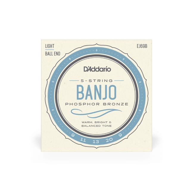 Ball End D'Addario EJ69B 5-String Banjo Strings Phosphor Bronze Light 9-20