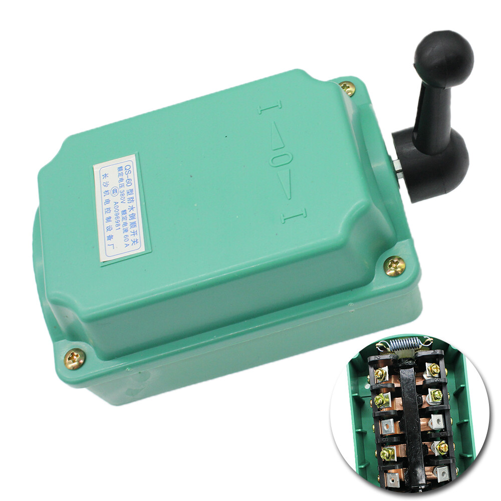 60A Green Drum Switch Forward/Off/Reverse Motor Control RainProof Reversing NEW