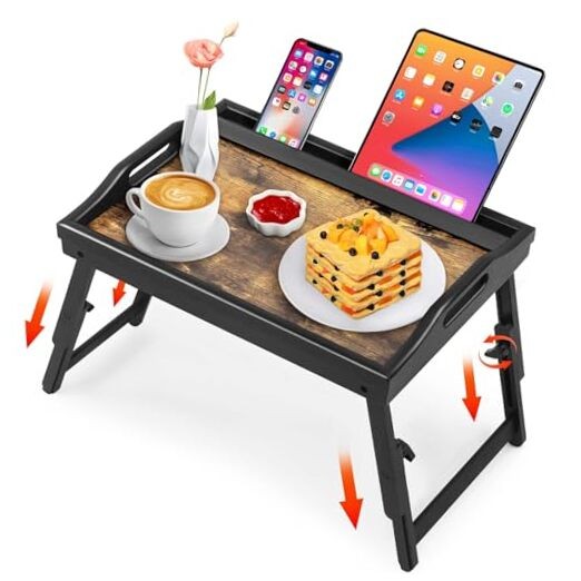 Bed Tray Table Breakfast Trays Serving Tray Bamboo Bed Laptap Floding Legs