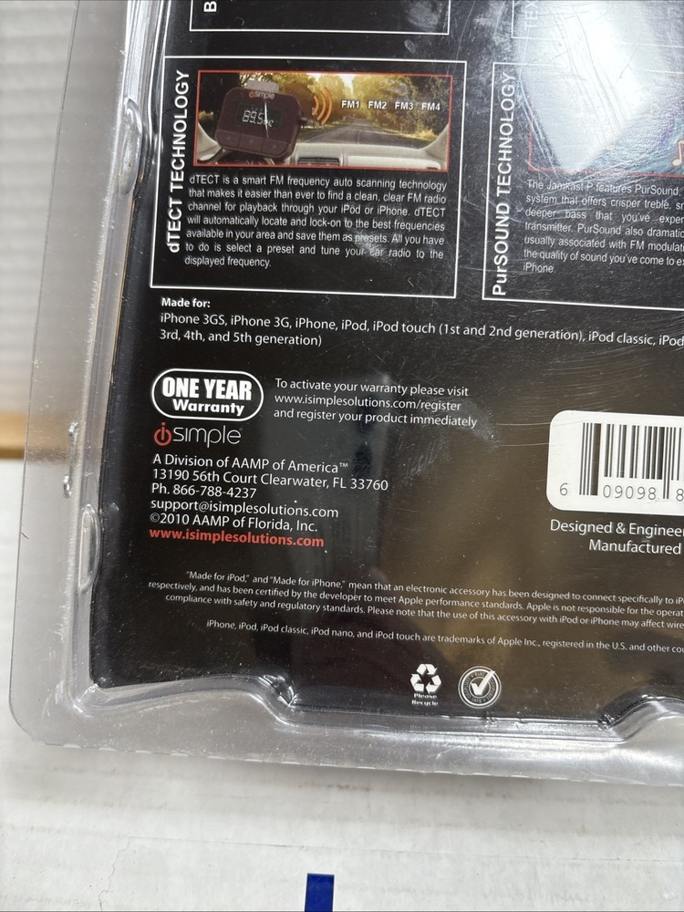 iSimple JamKast iP ISFM72 Digital FM Transmitter iPod / iPhone USB Charger