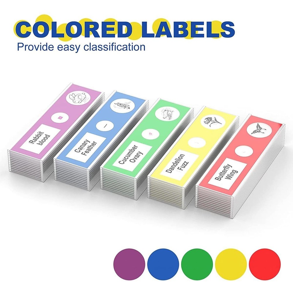 60Pcs Prepared Microscope Slides Specimen Animals Insects Plants Flowers Sample.