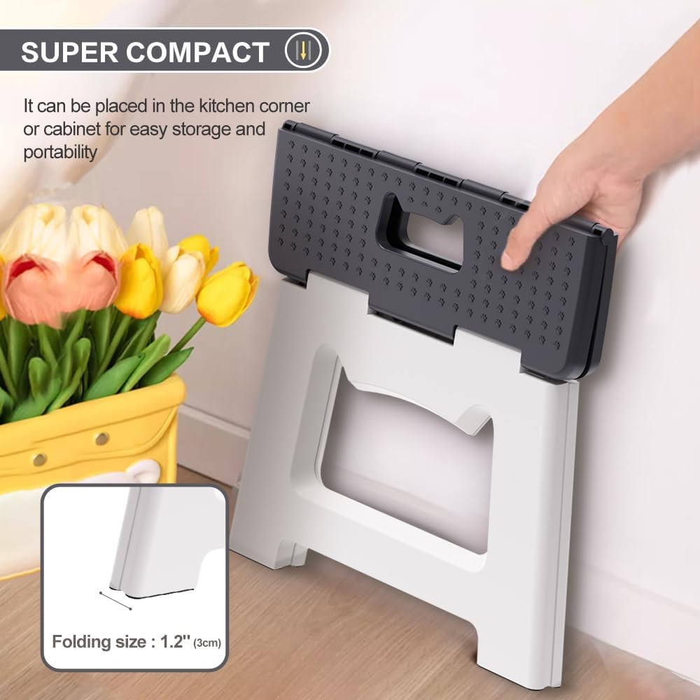 Folding Step Stool 9’’ Portable Collapsible Plastic Stool for Kids Adults