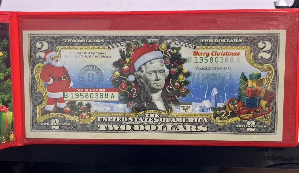 2017 Colorized ‘Merry Christmas’ $2 Bank Note
