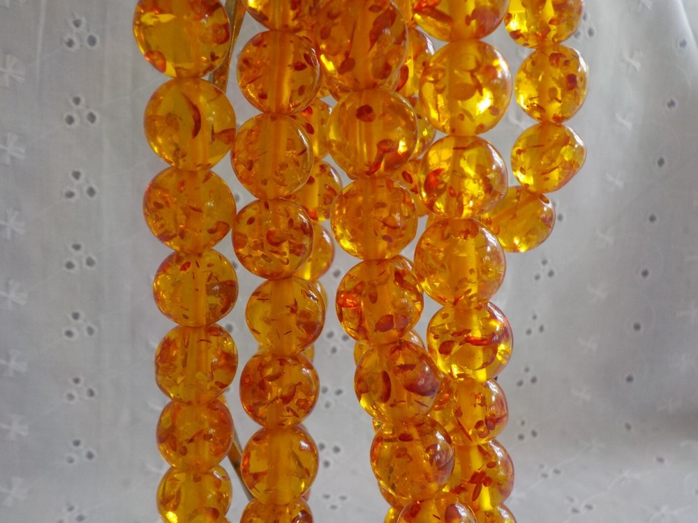 Faux Plastic Amber Bead Long Prayer Beads Confetti