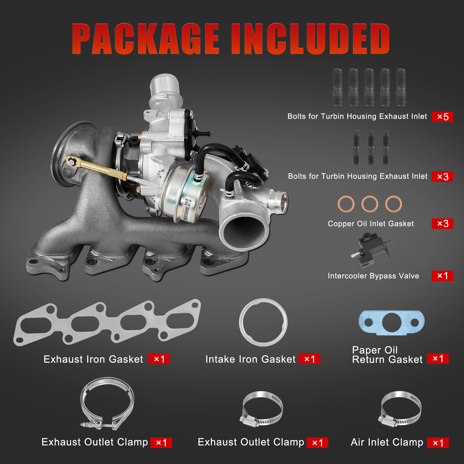 Turbo Turbocharger Kit for Chevy Cruze Sonic Trax Buick Encore L4 1.4L 55565353