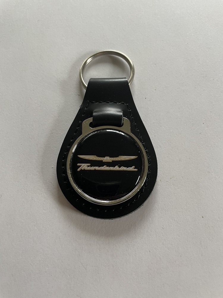 Ford Thunderbird Keychain Black Leather Ford key chain Script