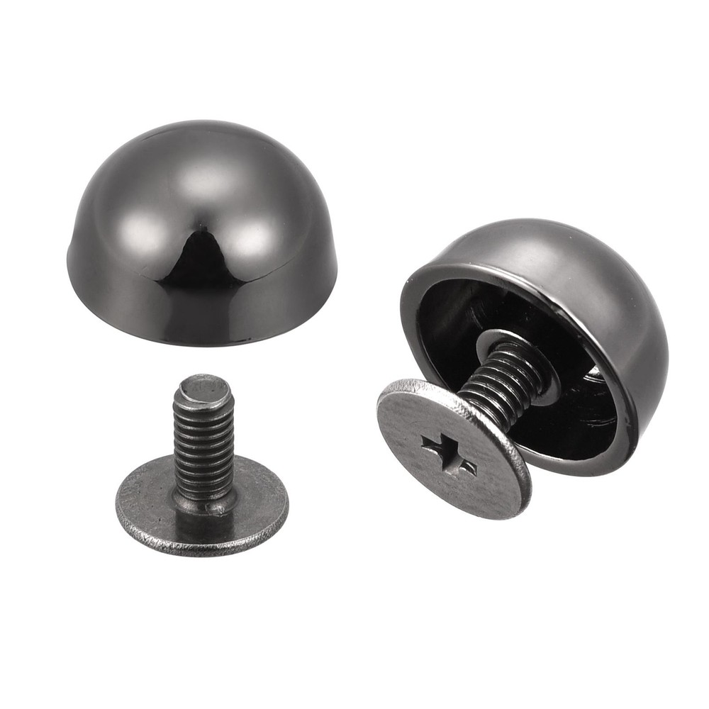 12x7mm Back Screw Rivets Round Cable Head Leather Studs Black 8 Sets