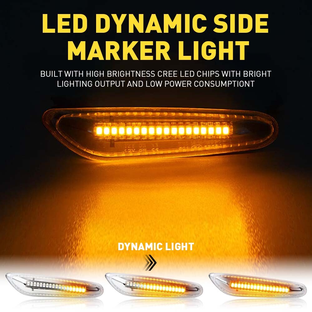 SMD LED Front Fender Side Marker Lights Assembly For BMW E90 E82 E92 E46 E83 E60