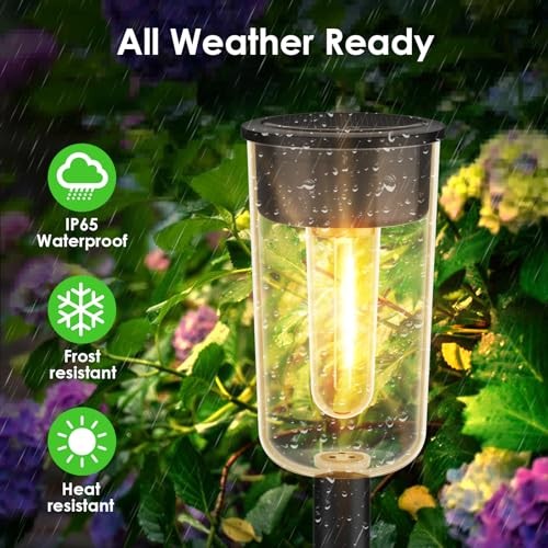 Solar Pathway Lights Outdoo 8 Pack, Bright Solar Path Lights Black-8 pack