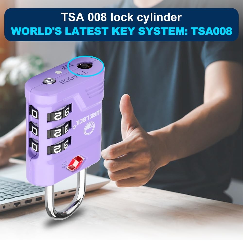 TSA Approved Luggage Lock – 3-Digit Resettable Combination Padlock with Open ...