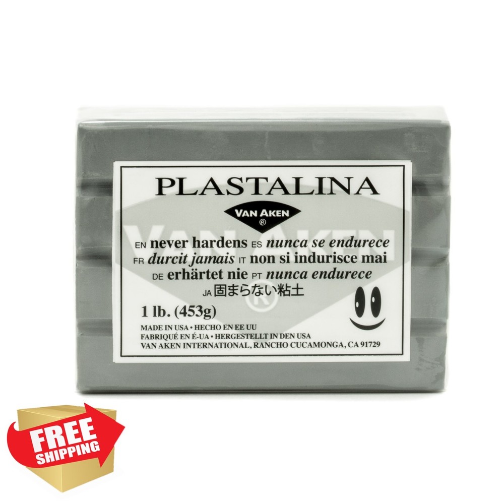 Van Aken Plastalina Modeling Clay, Gray, 1 lb