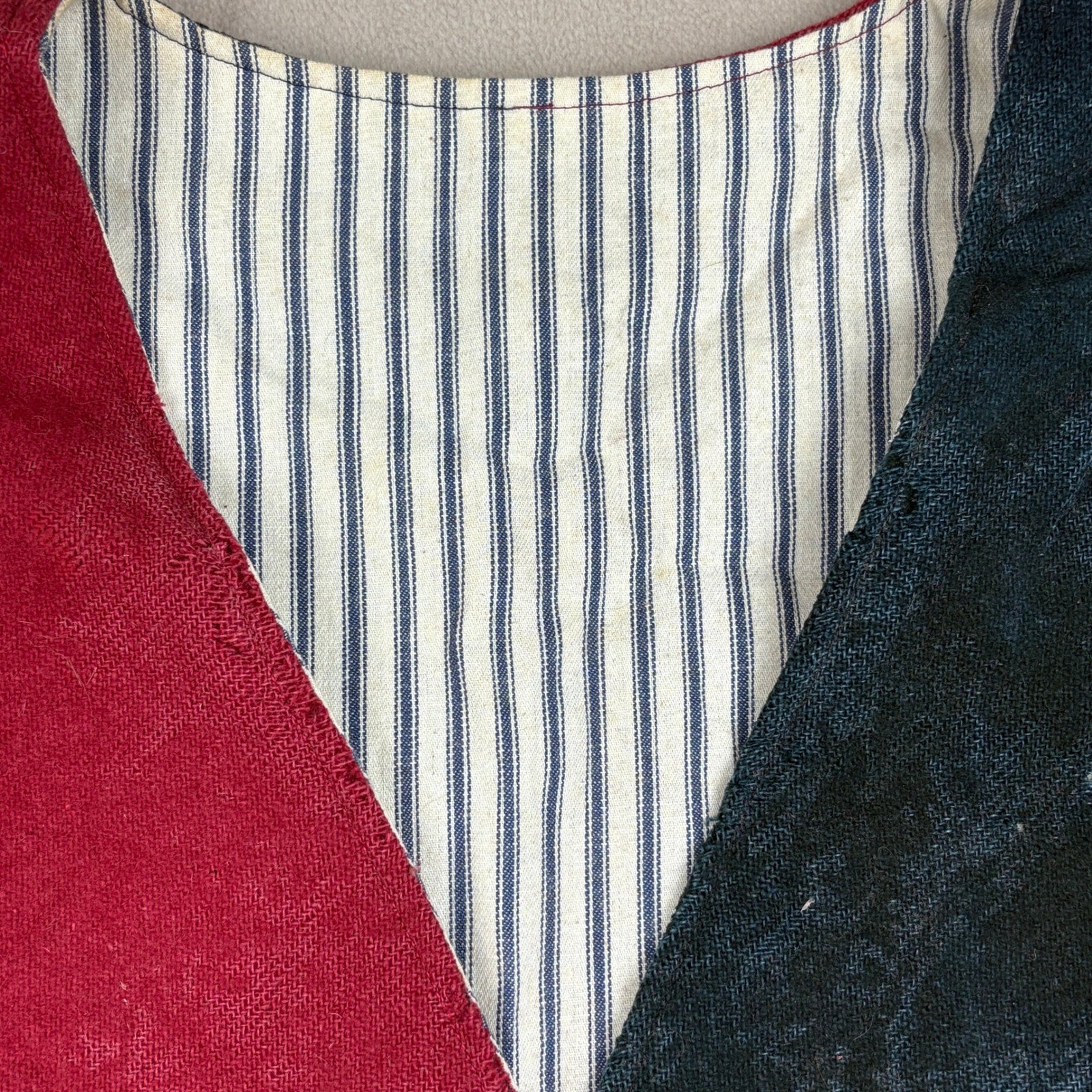 Antique Native American Wool Vest w Old Beaded Detail Cloth Lining Conch Shells