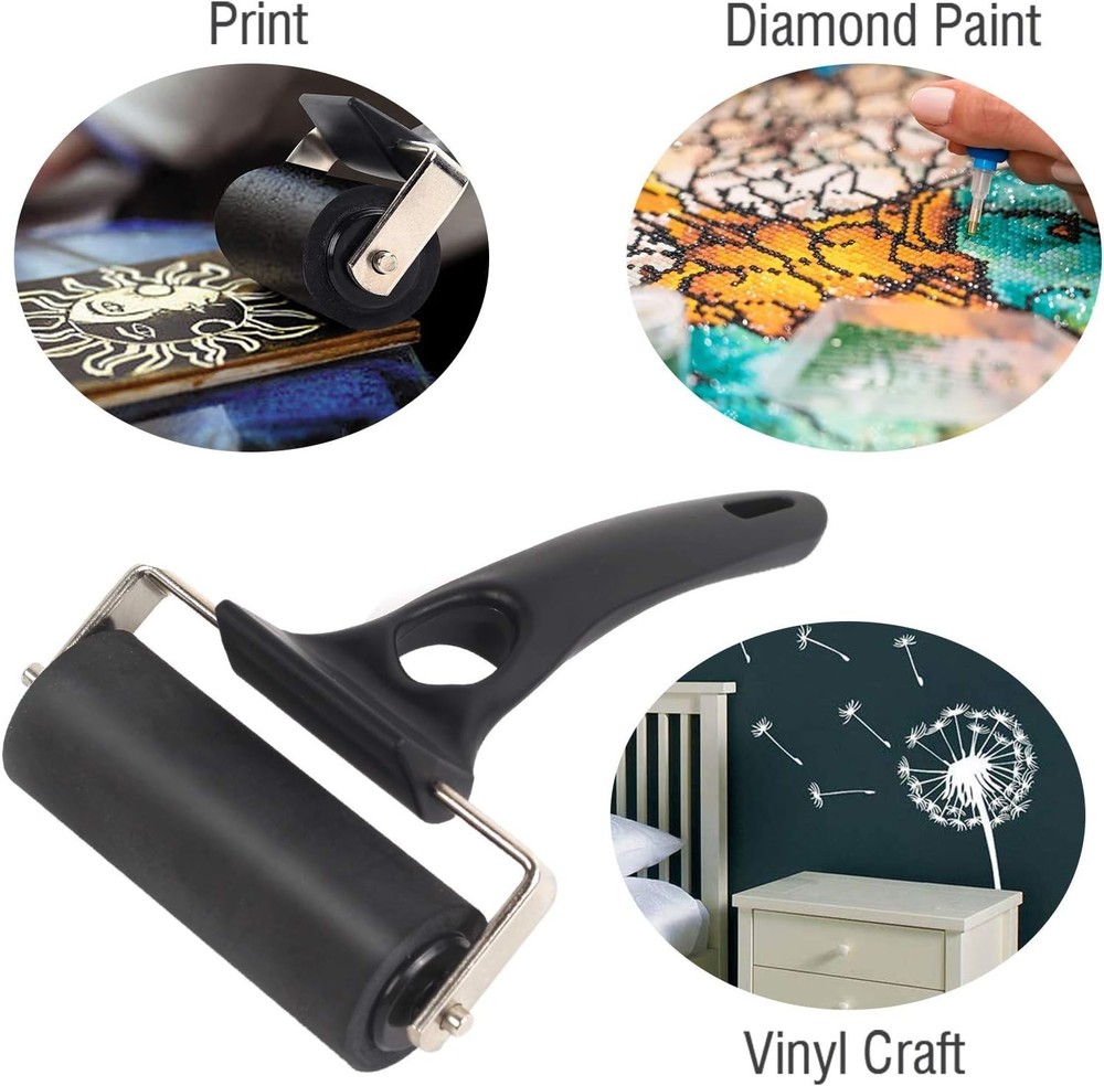 Rubber Roller Brayer for Crafting - Ink Roller Tool for Printmaking, Glue, Bl...