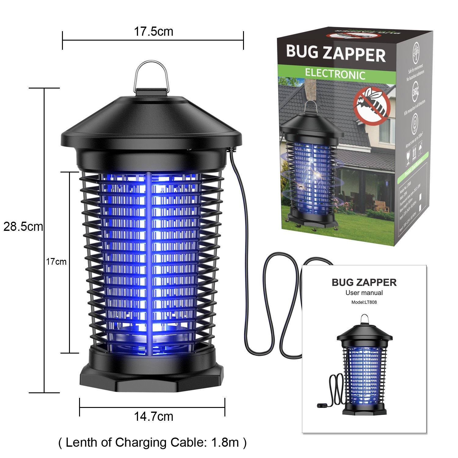Bug Insect Zapper Killer Indoor Outdoor Outdoor Electric Mosquito Zapper